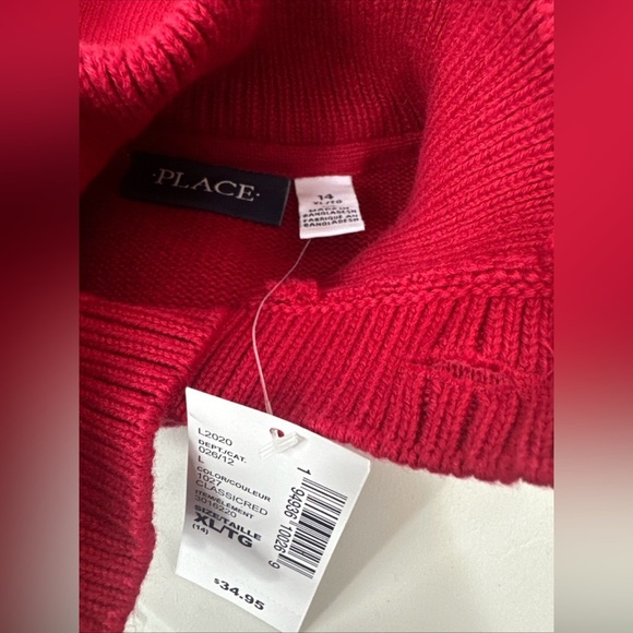 NWT THE CHILDRENS PLACE Sweater Boys XL 14 Red Fair Isle Mock Neck Long Sleeve - Picture 6 of 7
